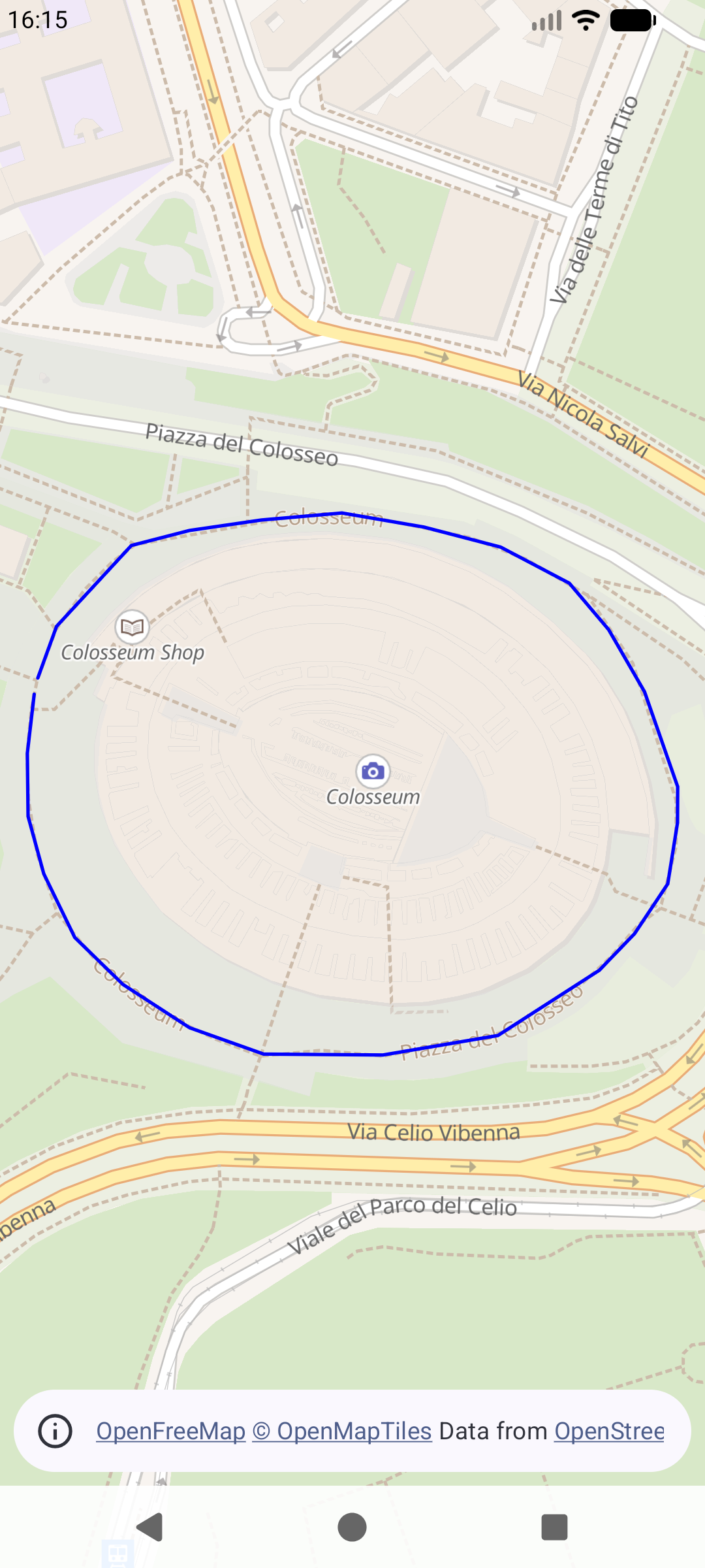 Screenshot of the map page showing a track